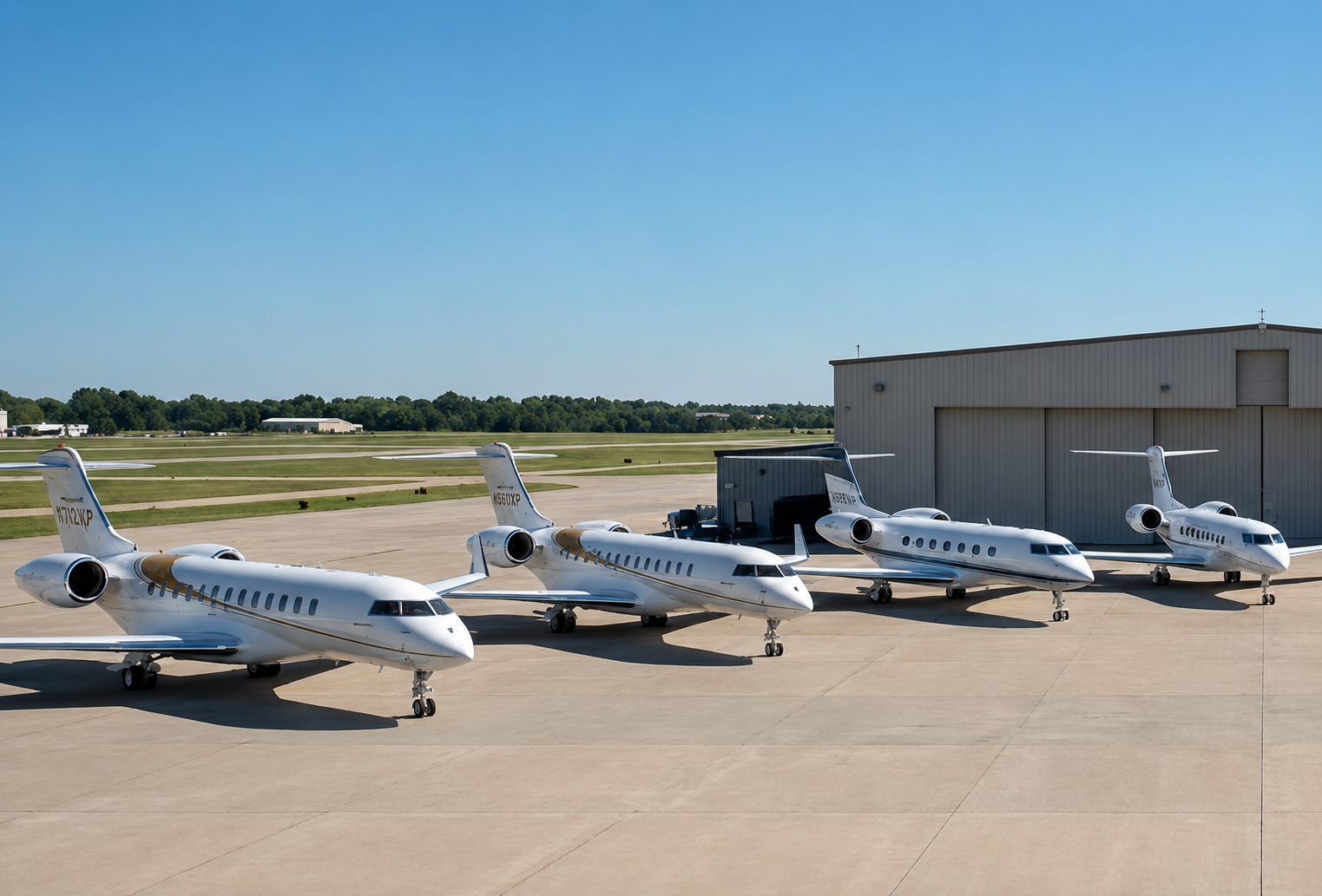 Private jet fleet on an apron