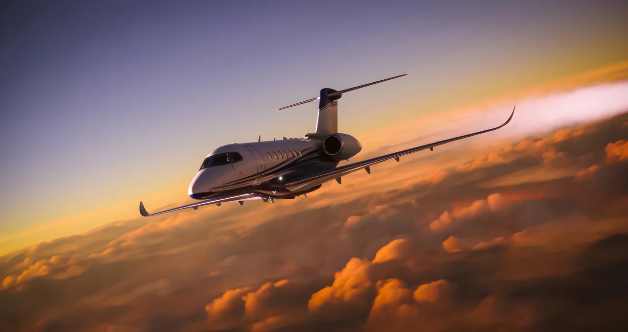 Private jet in flight